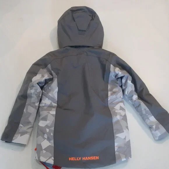 NWT Boys Helly Hansen (Item-58) Grey Neon Camo Sky/High Snowboard Ski Jacket 8